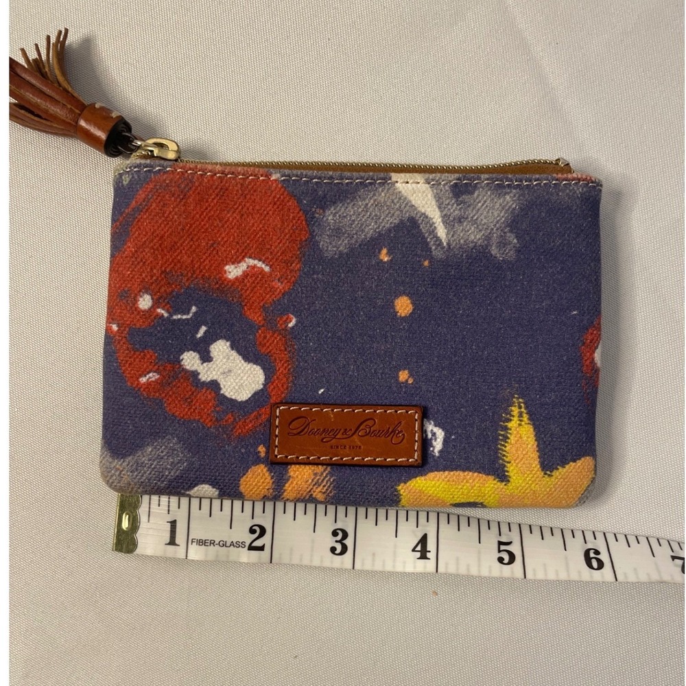 Dooney & Bourke Abstract Graffiti Canvas Coin Pouch Tassel Zip Wallet Blue Red - Picture 11 of 12